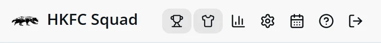 The player header with the shirt-shaped Kit button beside the trophy
